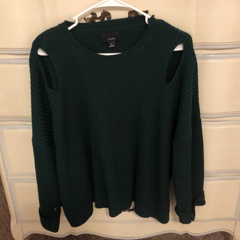 Forest green oversized sweater with cutouts